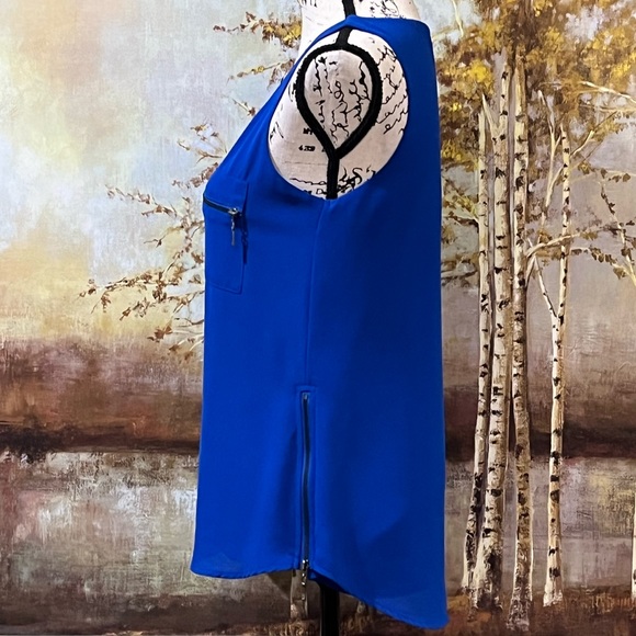 EUC MY MICHELLE Pretty Blue, Zipper Accented High/Low Tunic - Picture 5 of 13